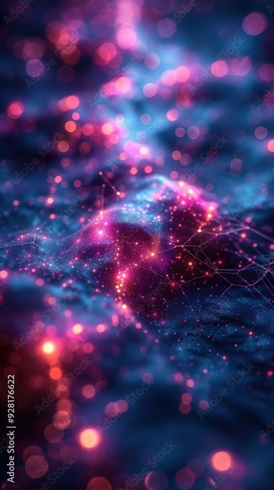 Abstract digital network, nodes and lines, glowing, futuristic, blue and purple tones. Abstract digital network, nodes and lines, glowing, futuristic, blue and purple tones.