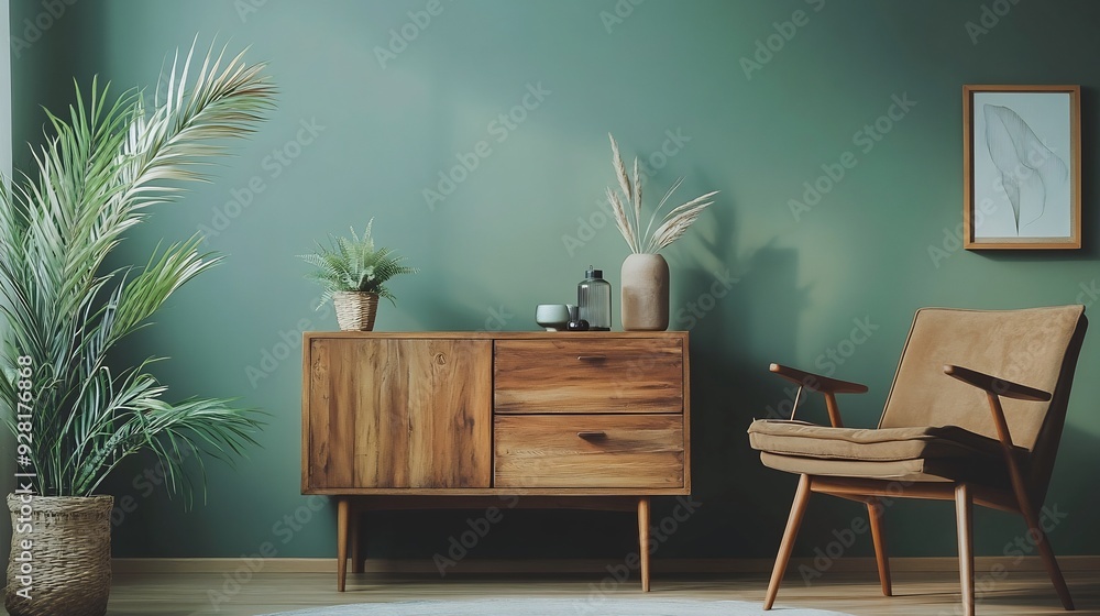 Stylish Minimalist Living Room with Wooden Furniture Stylish Minimalist Living Room with Wooden Furniture