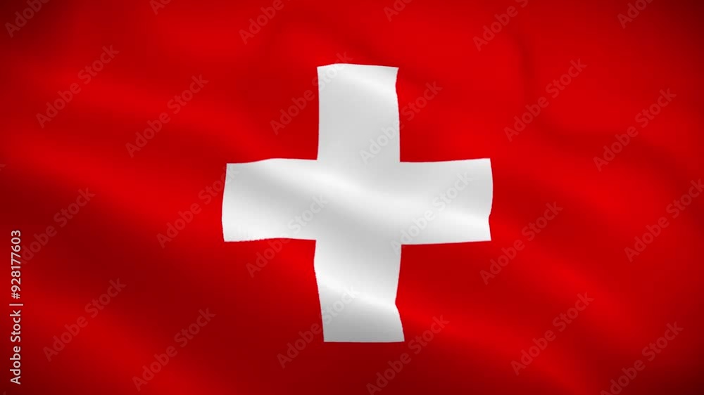 Switzerland Swiss flag waving in the wind animation background. High quality 4K seamless loop video Switzerland Swiss flag waving in the wind animation background. High quality 4K seamless loop video