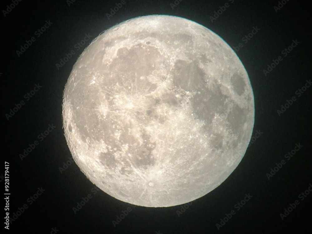 night sky with full moon view through telescope on the eve of supermoon and blue moon rise in the sky in august 2024 night sky with full moon view through telescope on the eve of supermoon and blue moon rise in the sky in august 2024