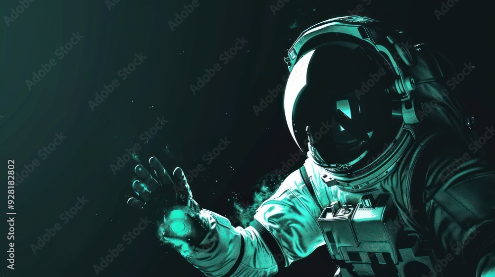 Astronaut in Space with Glowing Hand Astronaut in Space with Glowing Hand