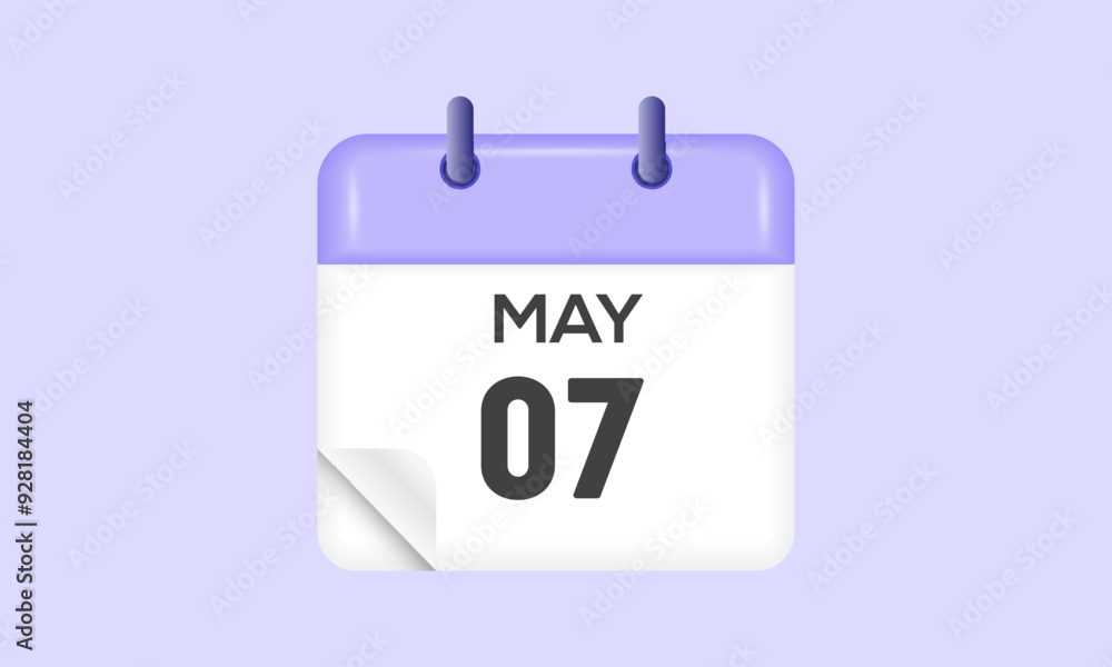 May 7 - calendar and Time planner. Daily Calendar Icon reminder. Vector Illustration. May 7 - calendar and Time planner. Daily Calendar Icon reminder. Vector Illustration.