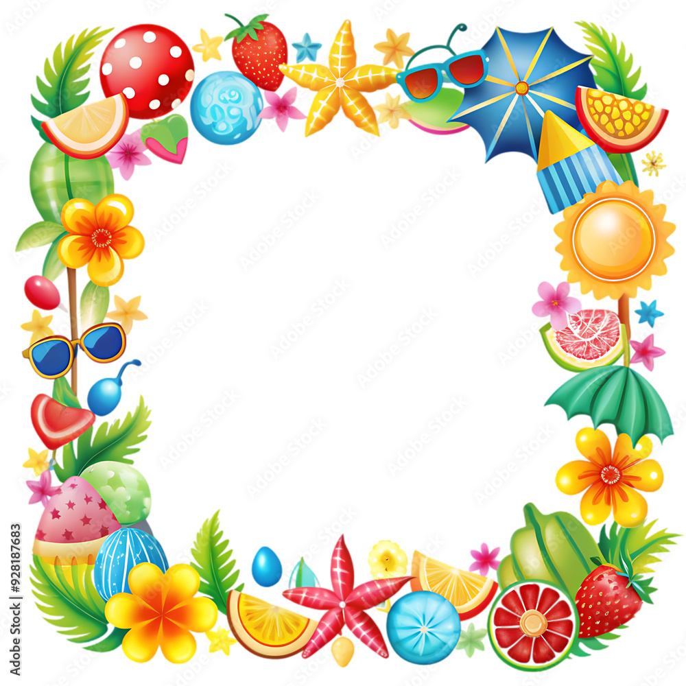 colorful summer frame on transparent background colorful summer frame on transparent background
