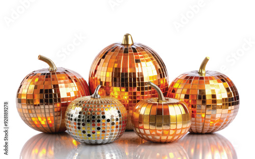 Reflective mosaic pumpkin, Set of Disco Pumpkin vector innustration on white background