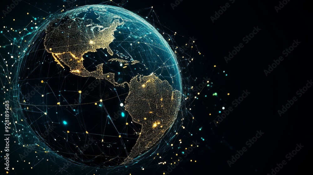 Digital earth with interconnected lines. Digital earth with interconnected lines.