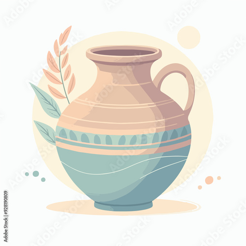 A blue and white vase with a leafy design sits on a white background