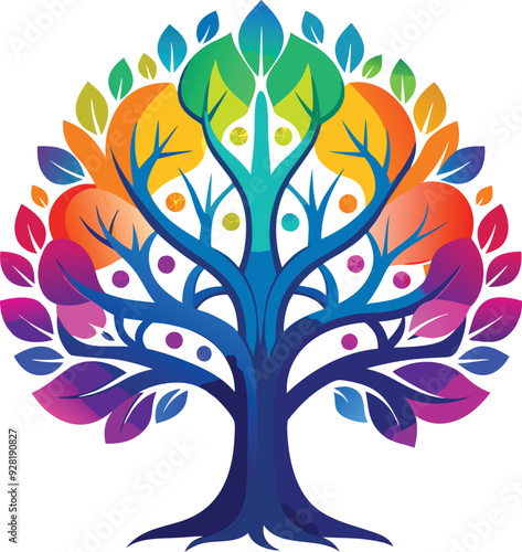 a colorful tree with a colorful tree and the words rainbow on it