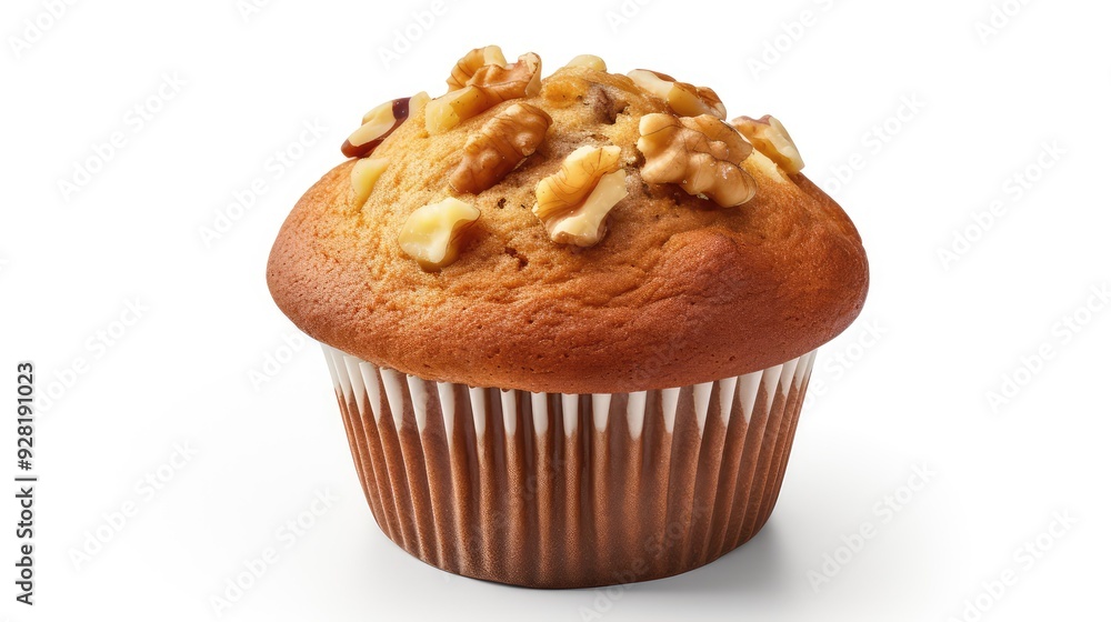 walnuts muffin white background walnuts muffin white background