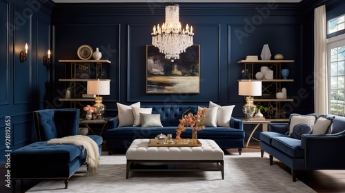armchair navy blue living room