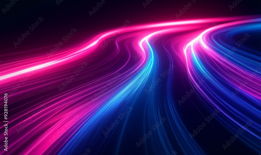 3d render. Abstract neon wallpaper. Glowing dynamic lines over black background. Light drawing trajectory. Fluorescent ribbon, Generative AI 3d render. Abstract neon wallpaper. Glowing dynamic lines over black background. Light drawing trajectory. Fluorescent ribbon, Generative AI