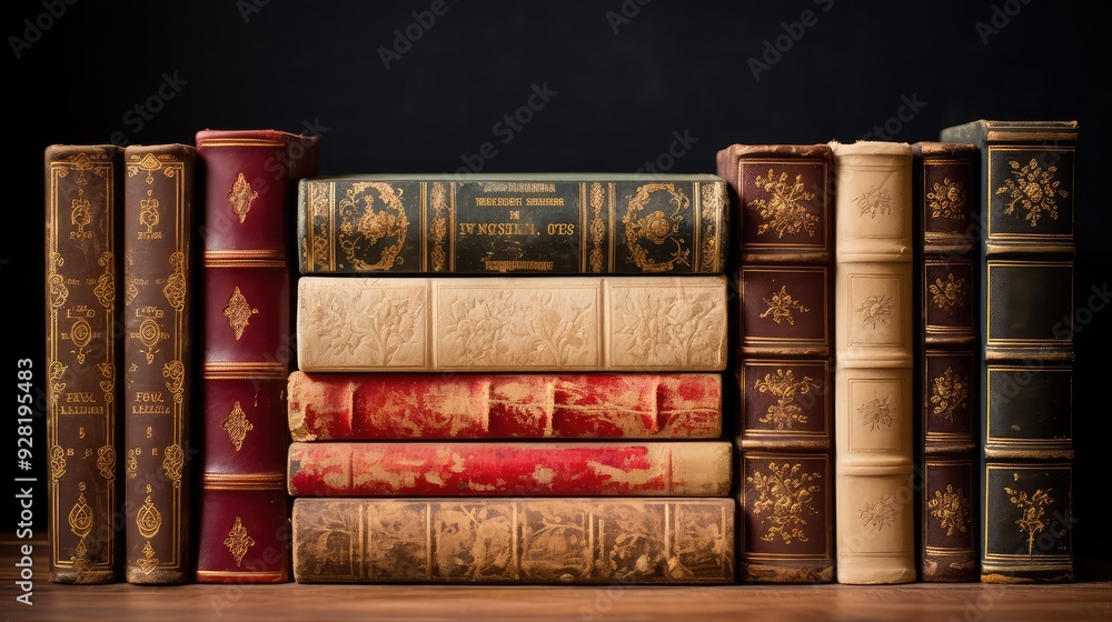 shelf old book on white