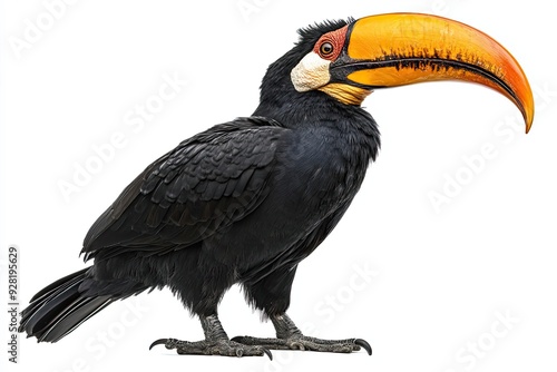 Black-and-Orange Toucan with Large Beak