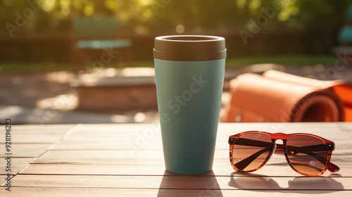 trvel coffee cup on a table