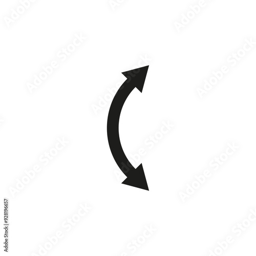 Dual semi circle arrow. Vector illustration. Semicircular curved double ended arrow.
