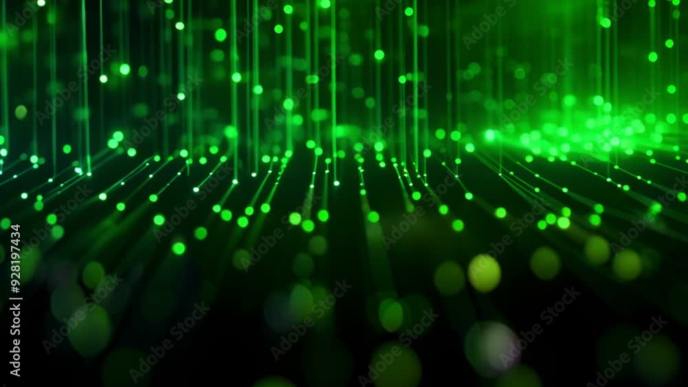 A mesmerizing digital abstract background with glowing green particles A mesmerizing digital abstract background with glowing green particles