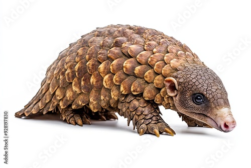 Scaly Anteater Walking on White Background