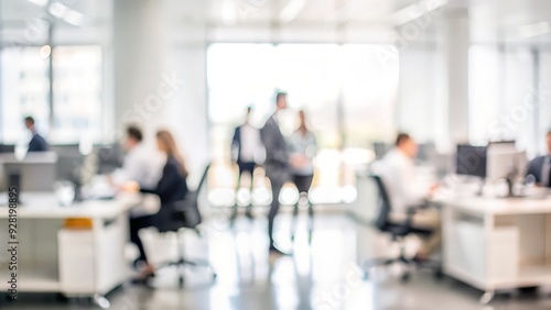 Out of Focus Business Setting - Abstract blur of a business setting with people and office equipment.
