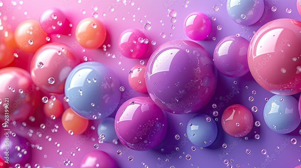 pastel coloured 3D spheres on purple background pastel coloured 3D spheres on purple background