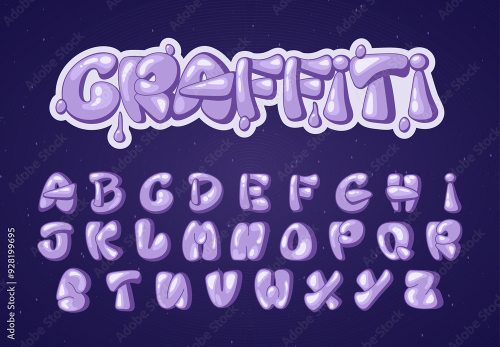 Graffiti Bubble Alphabet, Cartoon Street Art Font Graffiti Bubble Alphabet, Cartoon Street Art Font
