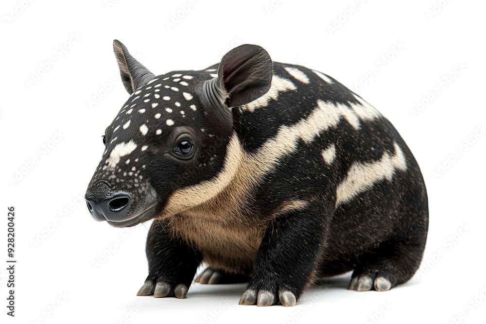 A Close-up of a Young, Black and White Tapir A Close-up of a Young, Black and White Tapir