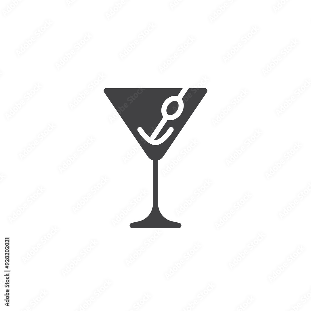 Martini glass with olive vector icon Martini glass with olive vector icon