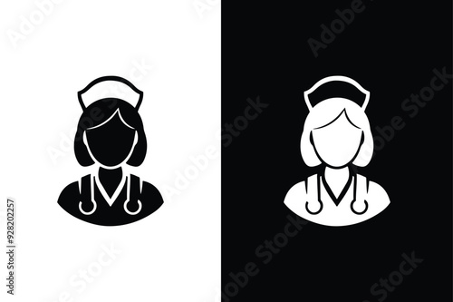 Nurse icon. Nurse icon vector medical nurse solid icon silhouette illustration.