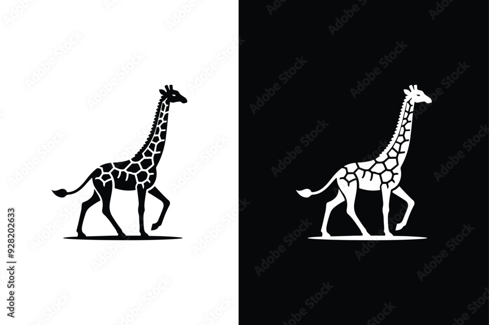 Obraz premium Giraffe icon illustration. Giraffe animal zoo wild icon silhouette vector black white