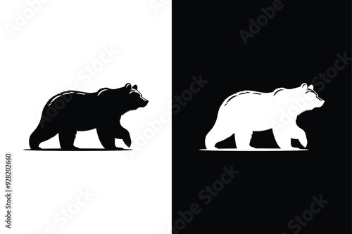 Vector bear silhouette. Bear icon vector illustration black