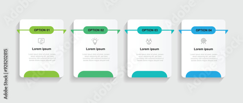 4 step table process infographic vector element