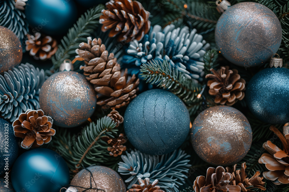 Christmas fir branch with frost and christmas decoration Christmas fir branch with frost and christmas decoration