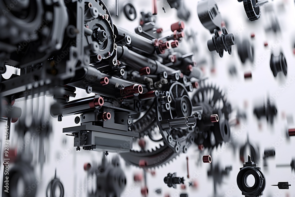 Fototapeta premium Science fiction, future technology, advanced mechanical engineering, Parts with complex mechanical structures