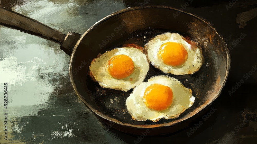 illustration of fried eggs in a frying pan illustration of fried eggs in a frying pan