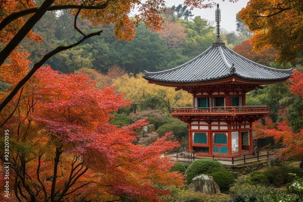 Colorful autumn fall foliage at Japanese Temple Colorful autumn fall foliage at Japanese Temple