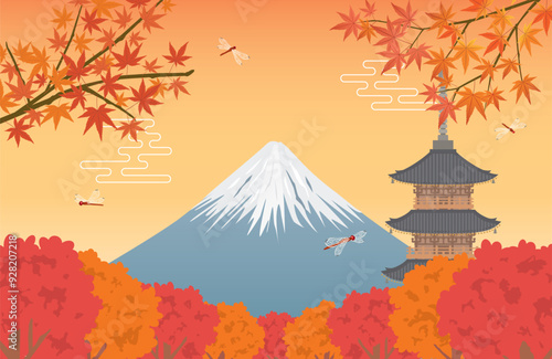 紅葉と富士山