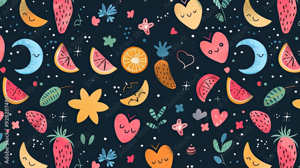 Cute Fruit and Heart Pattern Cute Fruit and Heart Pattern