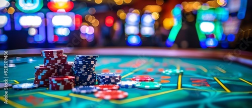 Casino Table With Stacks of Chips