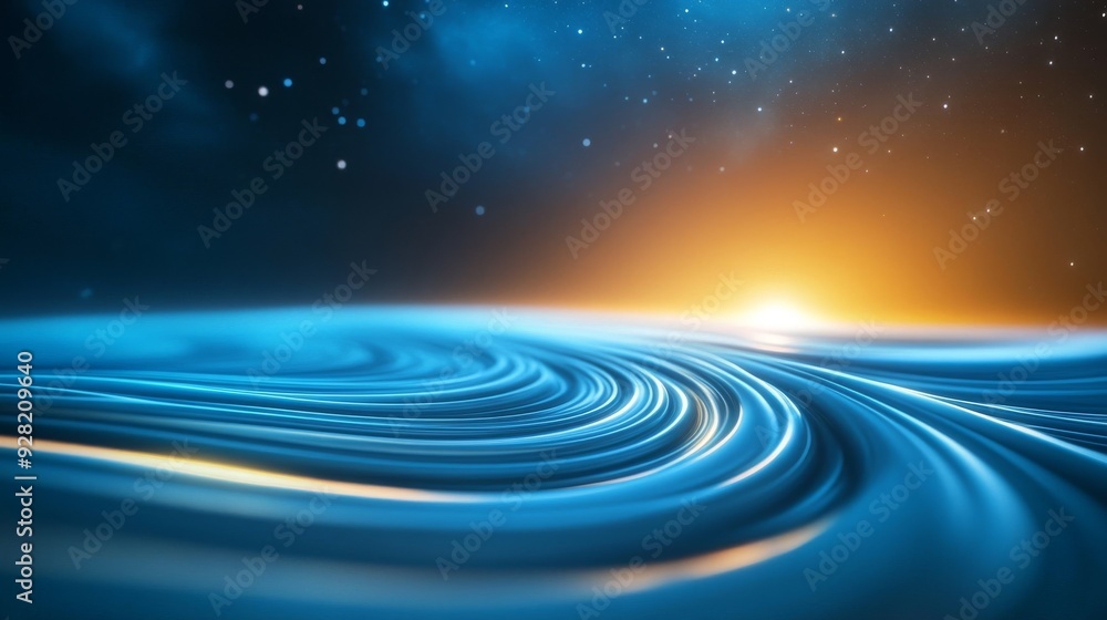 Obraz premium Space Scene With Galactic Elements And Light Waves Intertwining