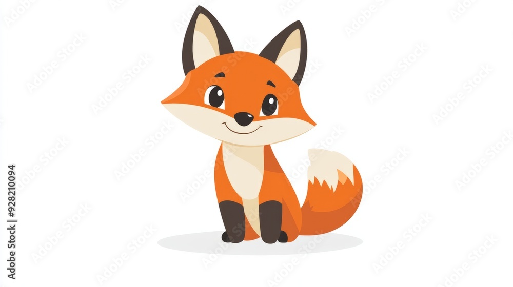 Obraz premium cute cartoon fox illustration isolated on white background
