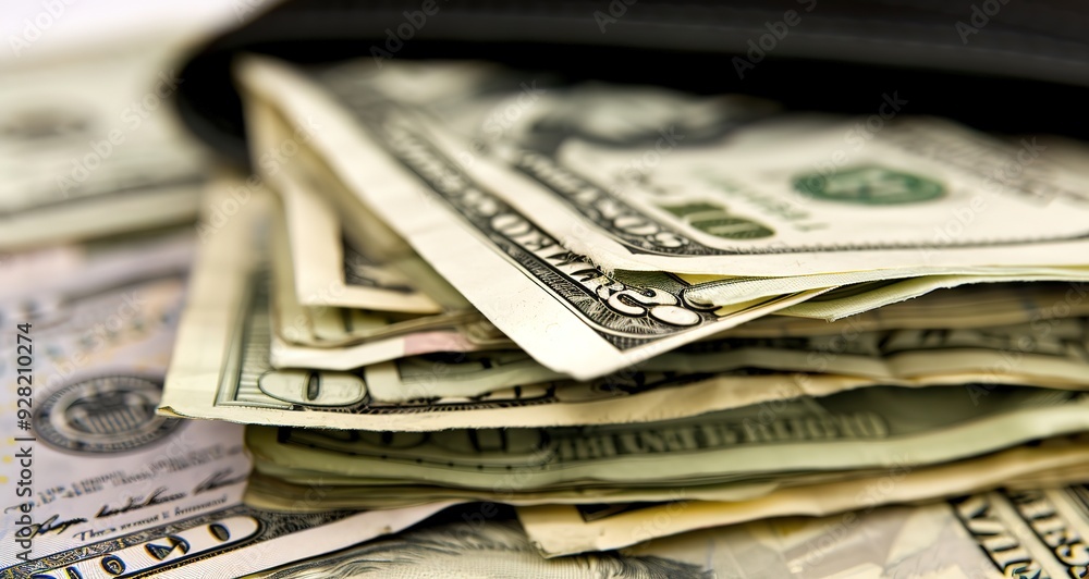 Close up shot of a stack of US dollar bills in a wallet. Concept of finance, economy, and wealth. Close up shot of a stack of US dollar bills in a wallet. Concept of finance, economy, and wealth.
