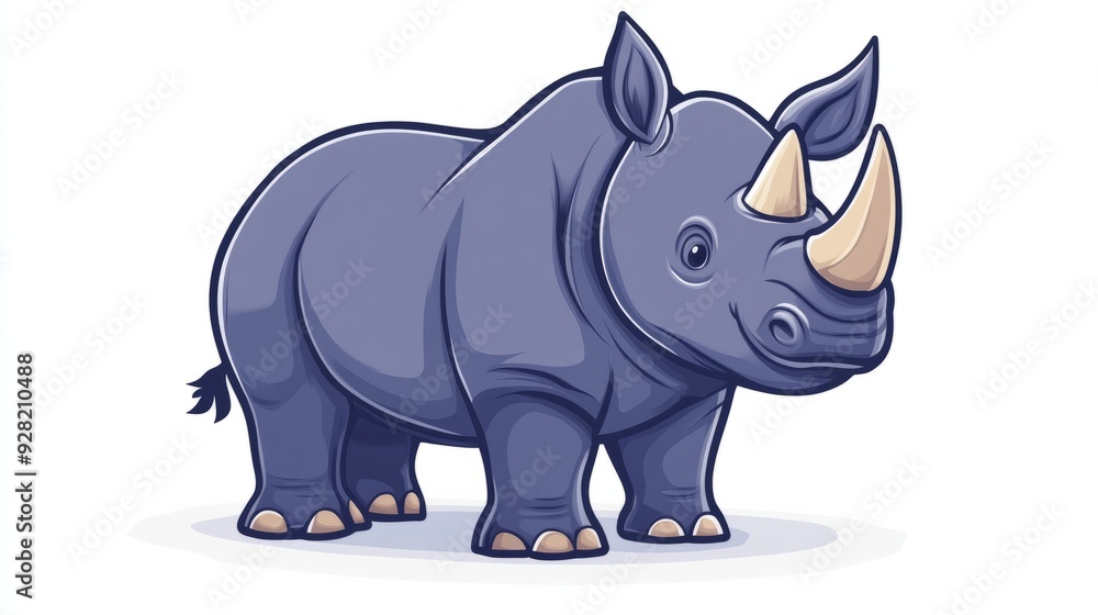 Fototapeta premium cute cartoon rhinoceros illustration isolated on white background