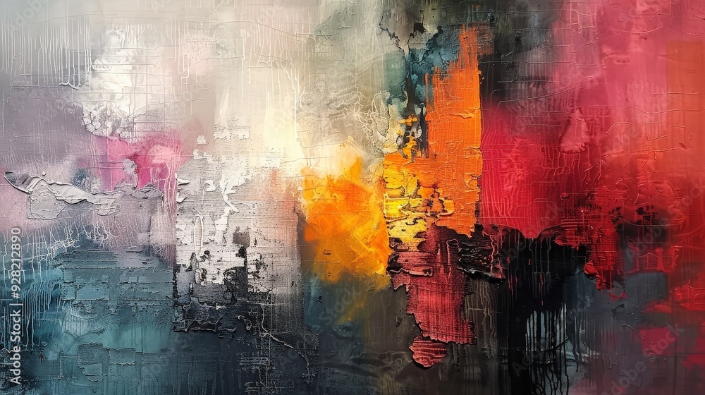 A captivating abstract painting with a focus on layered textures and bold color combinations. A captivating abstract painting with a focus on layered textures and bold color combinations.