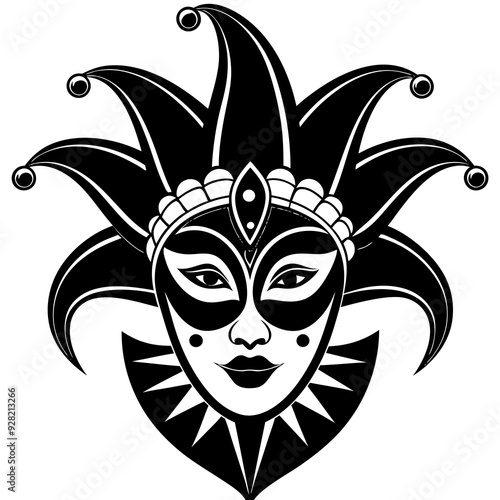 Venetian carnival mask silhouette vector illustration 