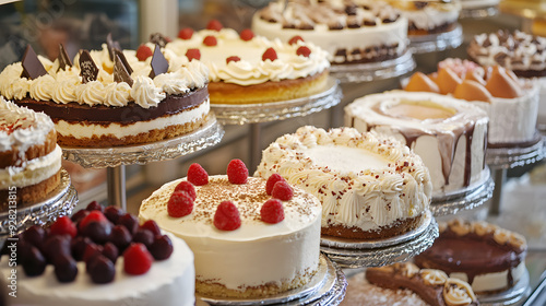 Wallpaper Mural Delicious cakes on display in a bakery commercial advertising photo Torontodigital.ca