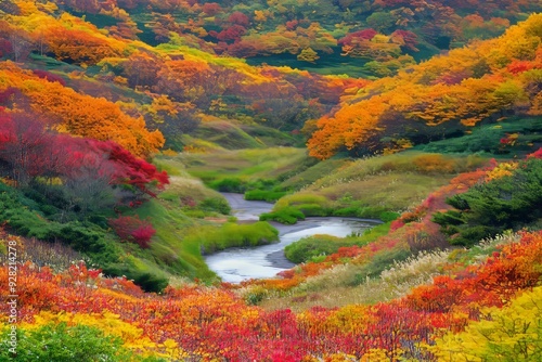 Colorful autumn fall foliage Hitachi National Seaside Park , Ibaraki Prefecture,  Japan photo