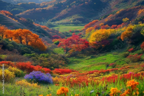 Colorful autumn fall foliage Hitachi National Seaside Park , Ibaraki Prefecture,  Japan photo