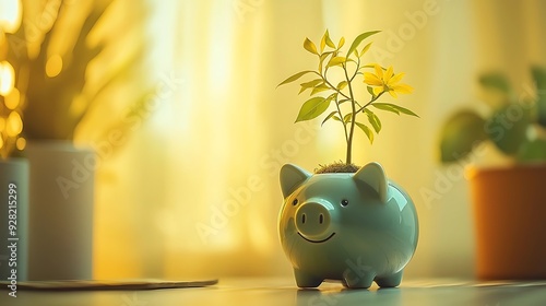 Wallpaper Mural Green Piggy Bank with Growing Tree Symbolizing Investment Growth

 Torontodigital.ca