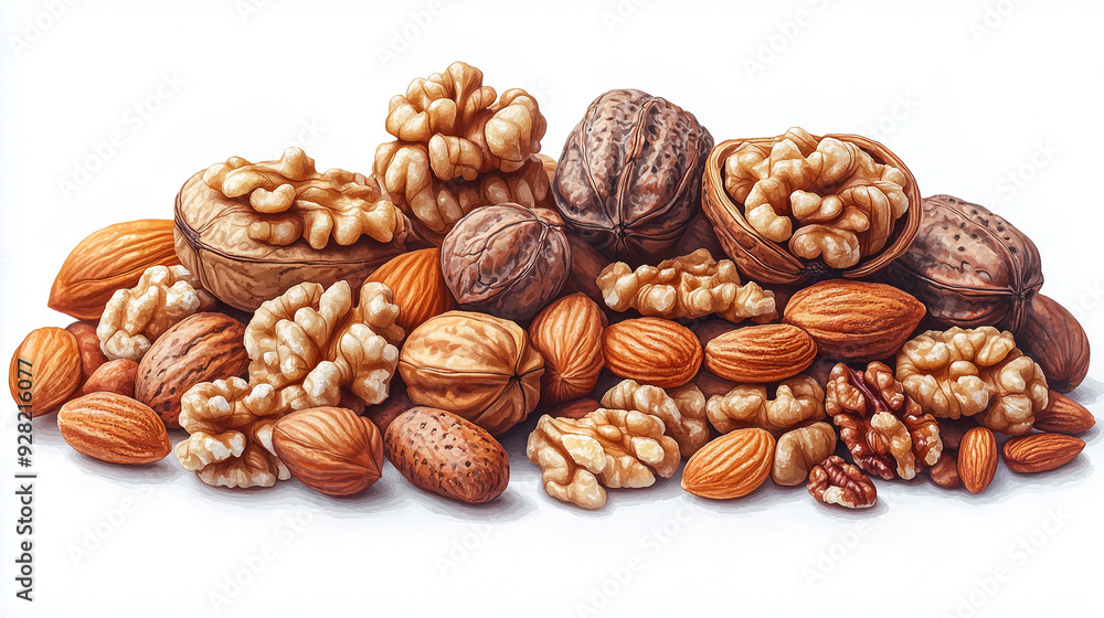 Nuts High-detail illustration, isolated on a white background Nuts High-detail illustration, isolated on a white background