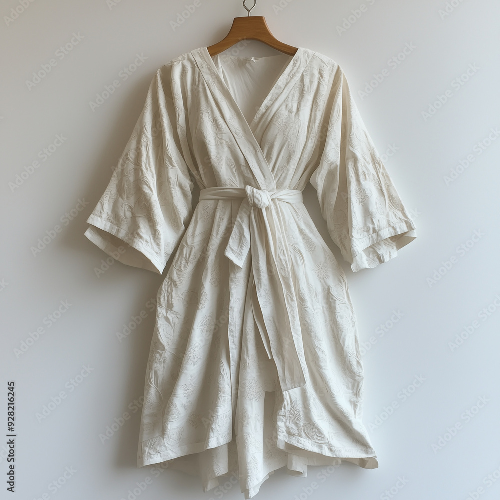 A gorgeous, detailed depiction of a surgical gown with subtle patterns, on a clean white backdrop A gorgeous, detailed depiction of a surgical gown with subtle patterns, on a clean white backdrop