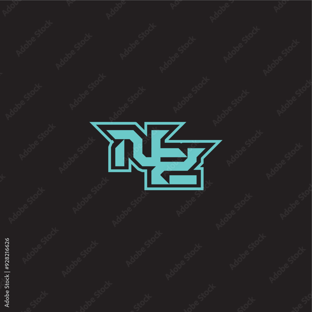 dynamic gaming monogram logo sporty and bold concept NZ blue esport letter dynamic gaming monogram logo sporty and bold concept NZ blue esport letter