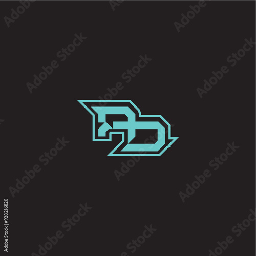 dynamic gaming monogram logo sporty and bold concept PD blue esport letter